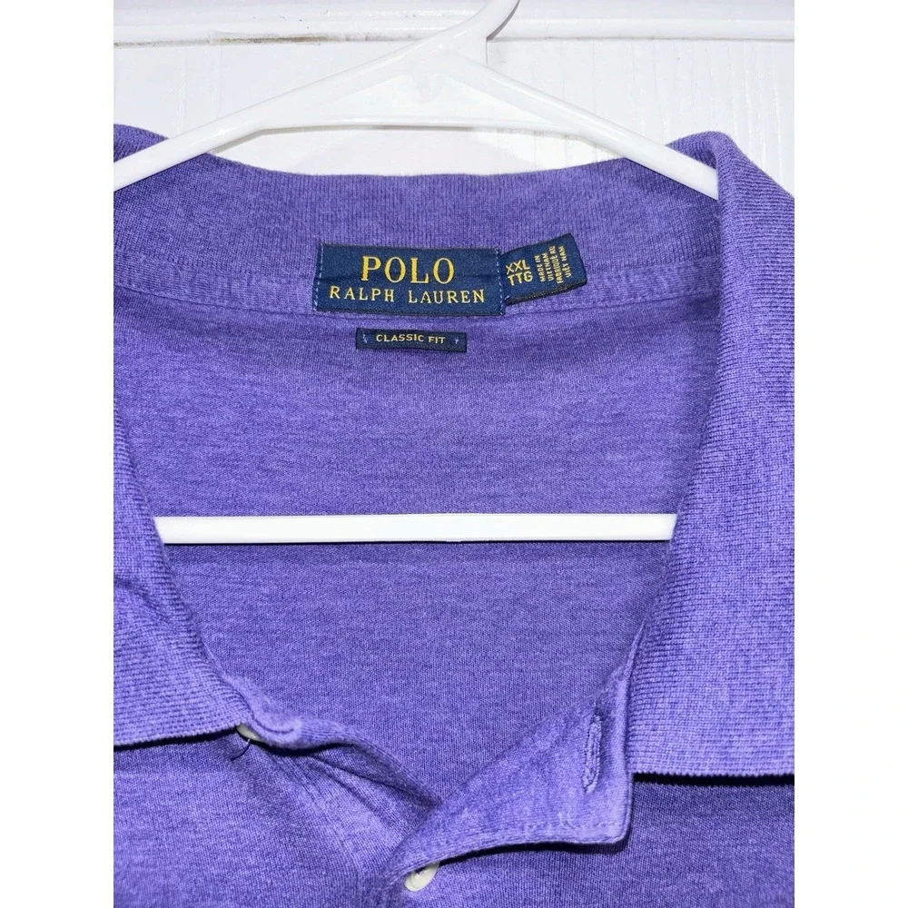 Polo Ralph Lauren Classic Fit Polo Shirt Men XXL Pima Purple Heather Flesh Pony‎